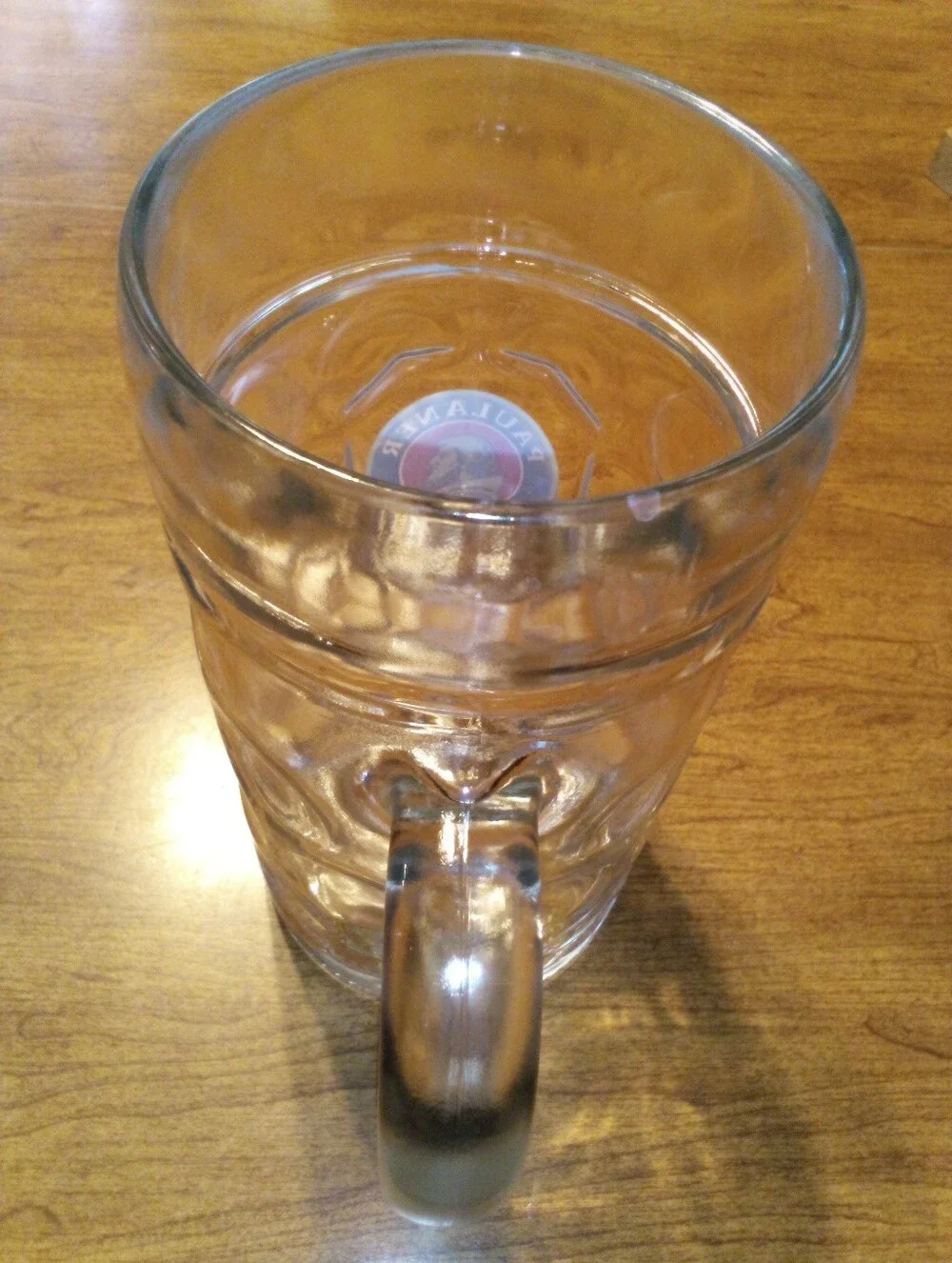 Paulaner Munchen One Liter Clear Glass Dimpled Heavy Duty Beer Mug